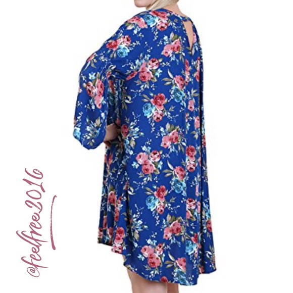 NWT Blue Floral Sleeveless Swing Dress - Picture 2 of 2